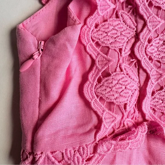 Endless Rose pink lace spring dress size small feminine cotton & linen lined - Picture 10 of 16